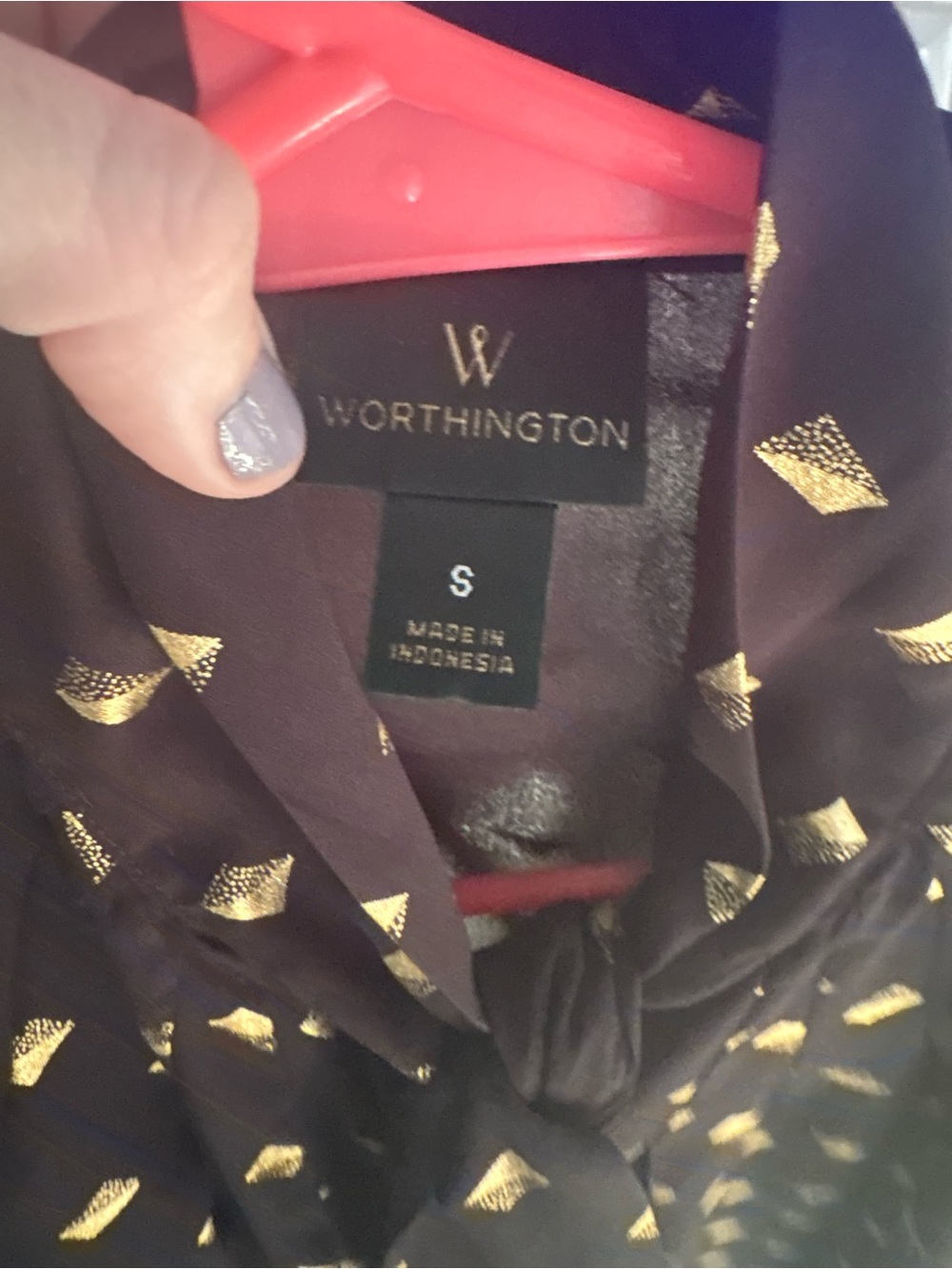 Worthington Dark Brown Jacket with Gold Diamond Print